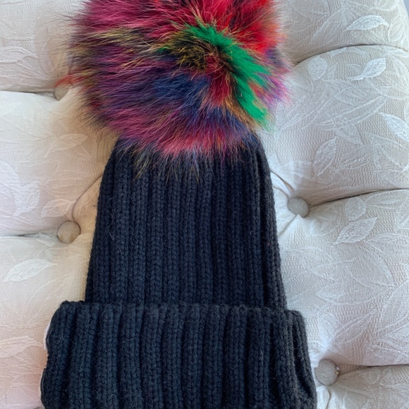 JOCELYN NYC Fox Fur Pom-Pom hat NWT!!!👍💜💜 - Picture 6 of 6